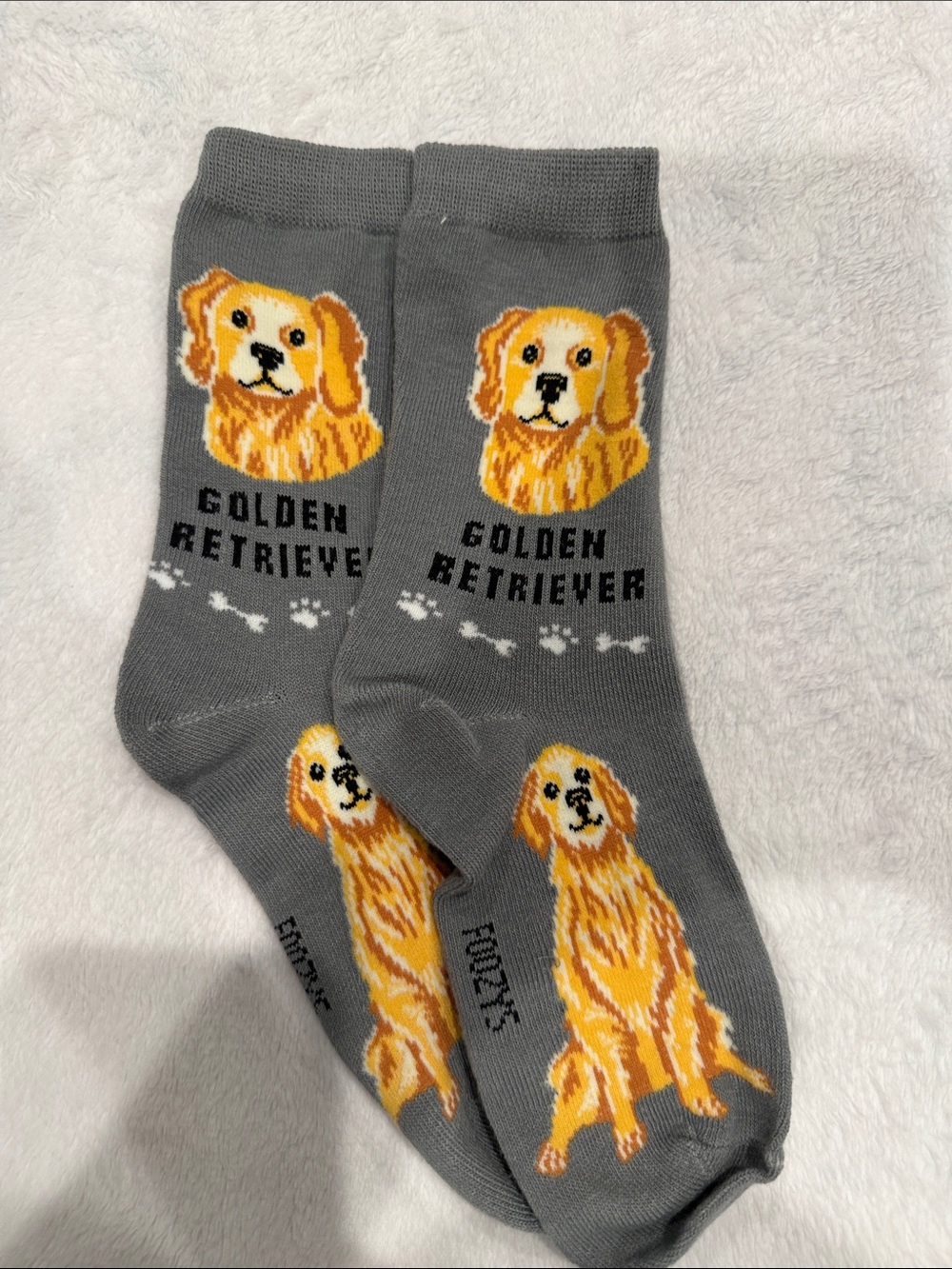 Golden Retriever Graphic Crew Socks - Gray